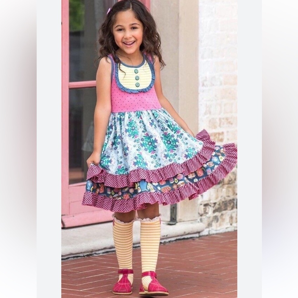 Matilda Jane put on a show cookie dress pink polka dot mixed floral print 6 - Picture 3 of 9